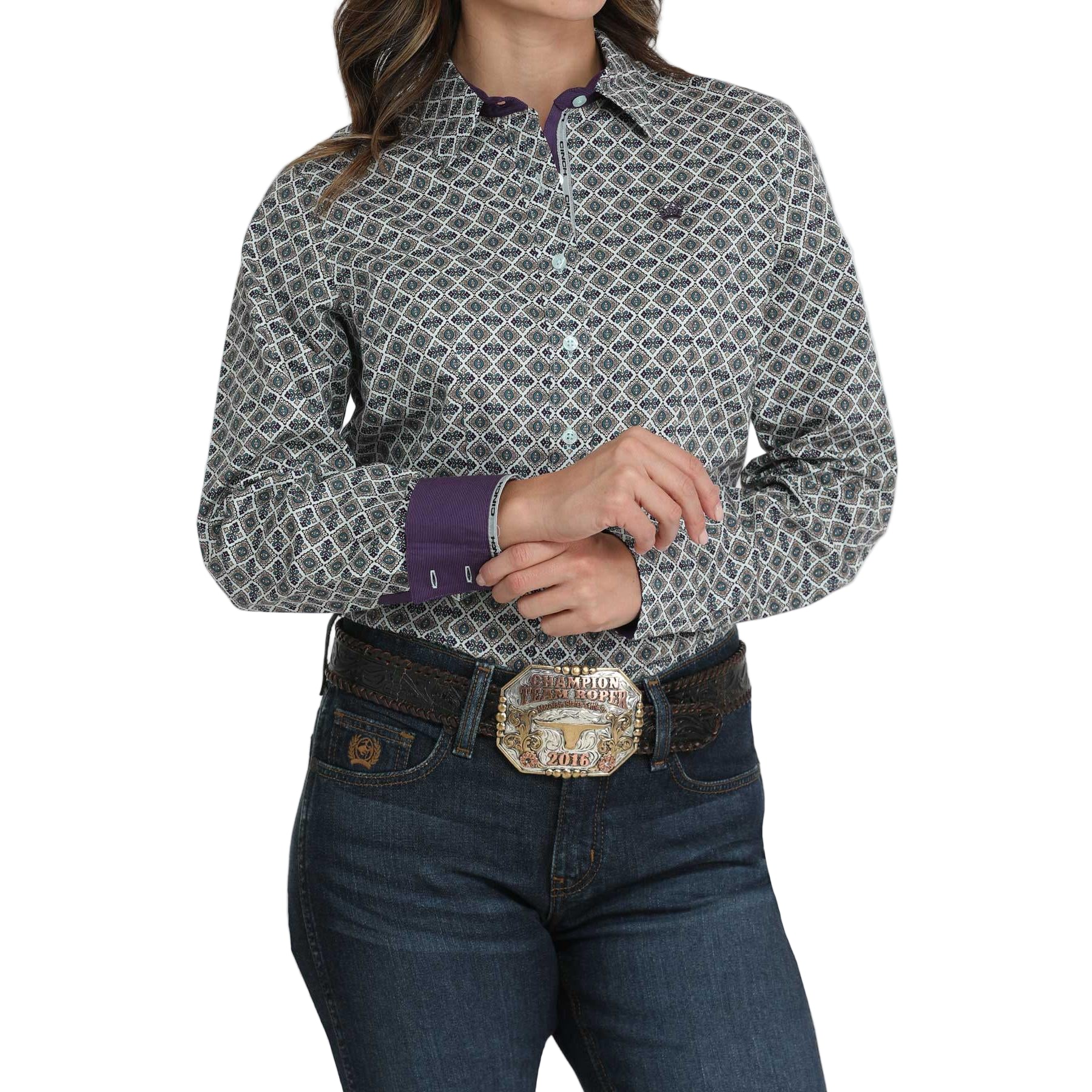 Cinch Women's Long Sleeve Print Western Shirt - Multi - Image 2