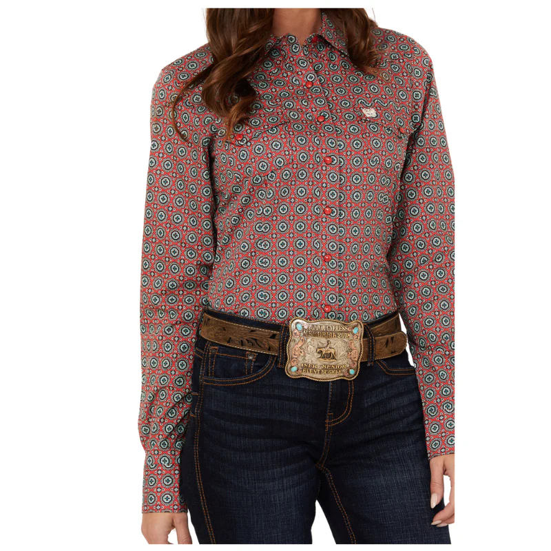 Cinch Women's Long Sleeve Shirt - Red - Image 4