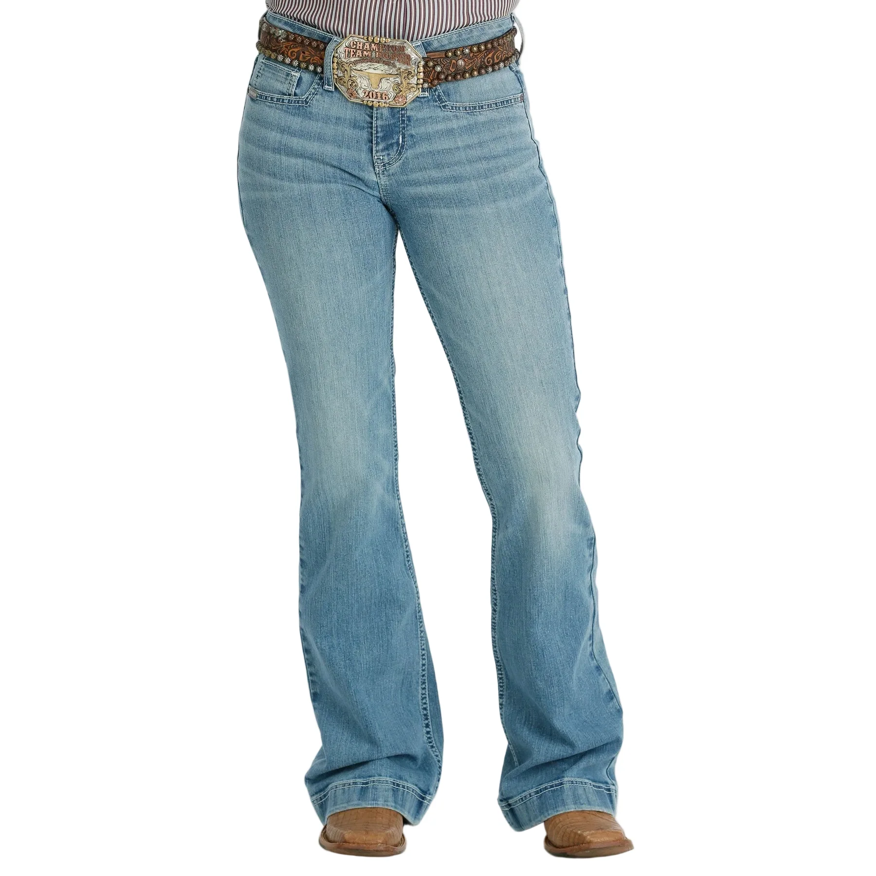 Cinch Women's Lynden Mid Rise Slim Trouser Jeans - Light Stonewash
