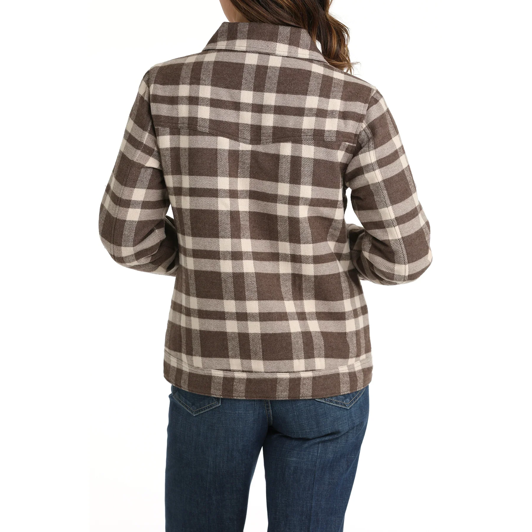 Cinch Women's Plaid Trucker Jacket - Grey/Brown - Image 3