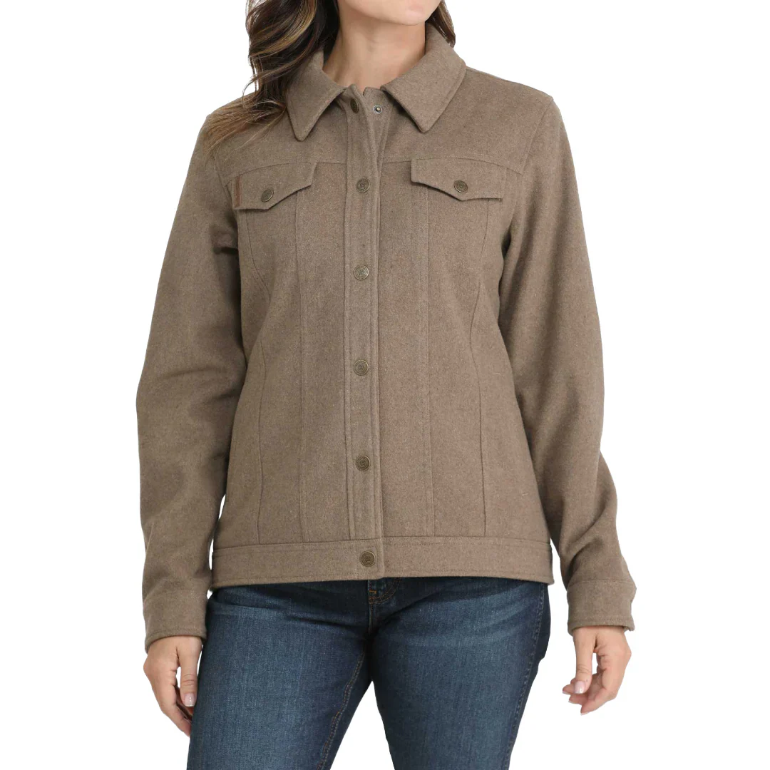 Cinch Women's Snap Trucker Long Sleeve Jacket- Brown