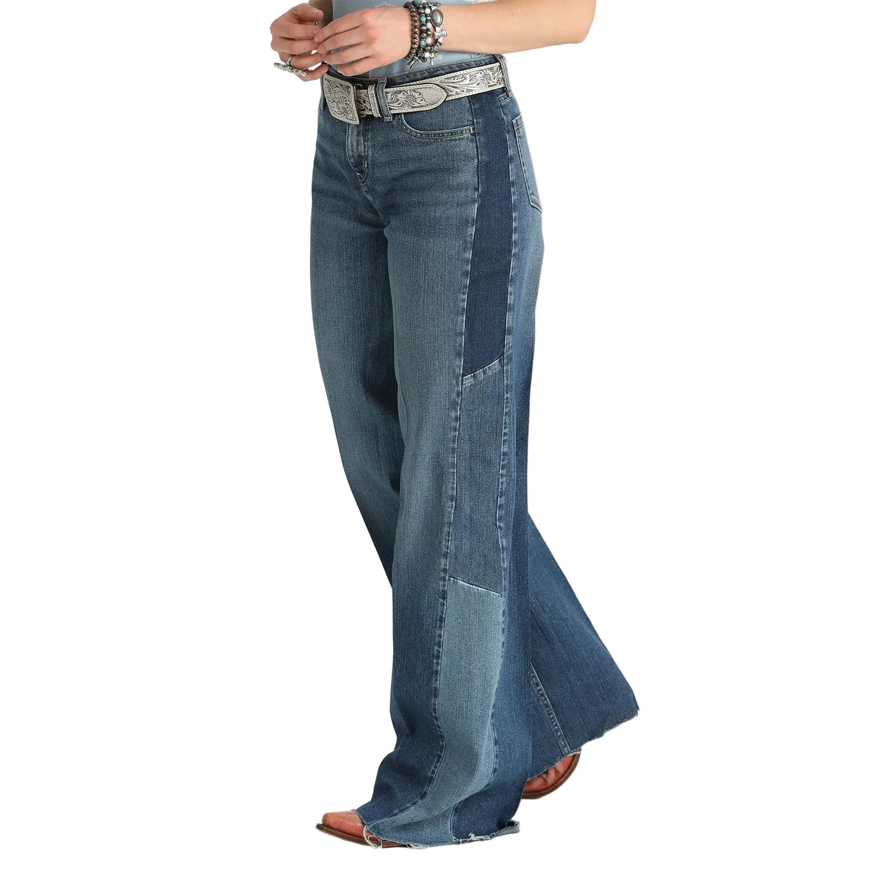 Cinch Women's High Rise Wide Leg Jeans - Medium Stone