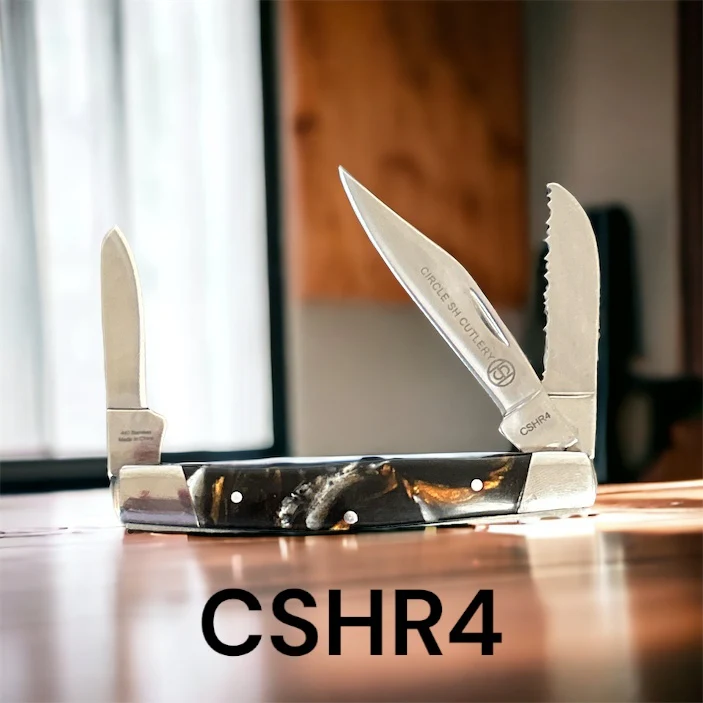 Circle SH - 3 Blade Pocket Knife - Silver and Copper