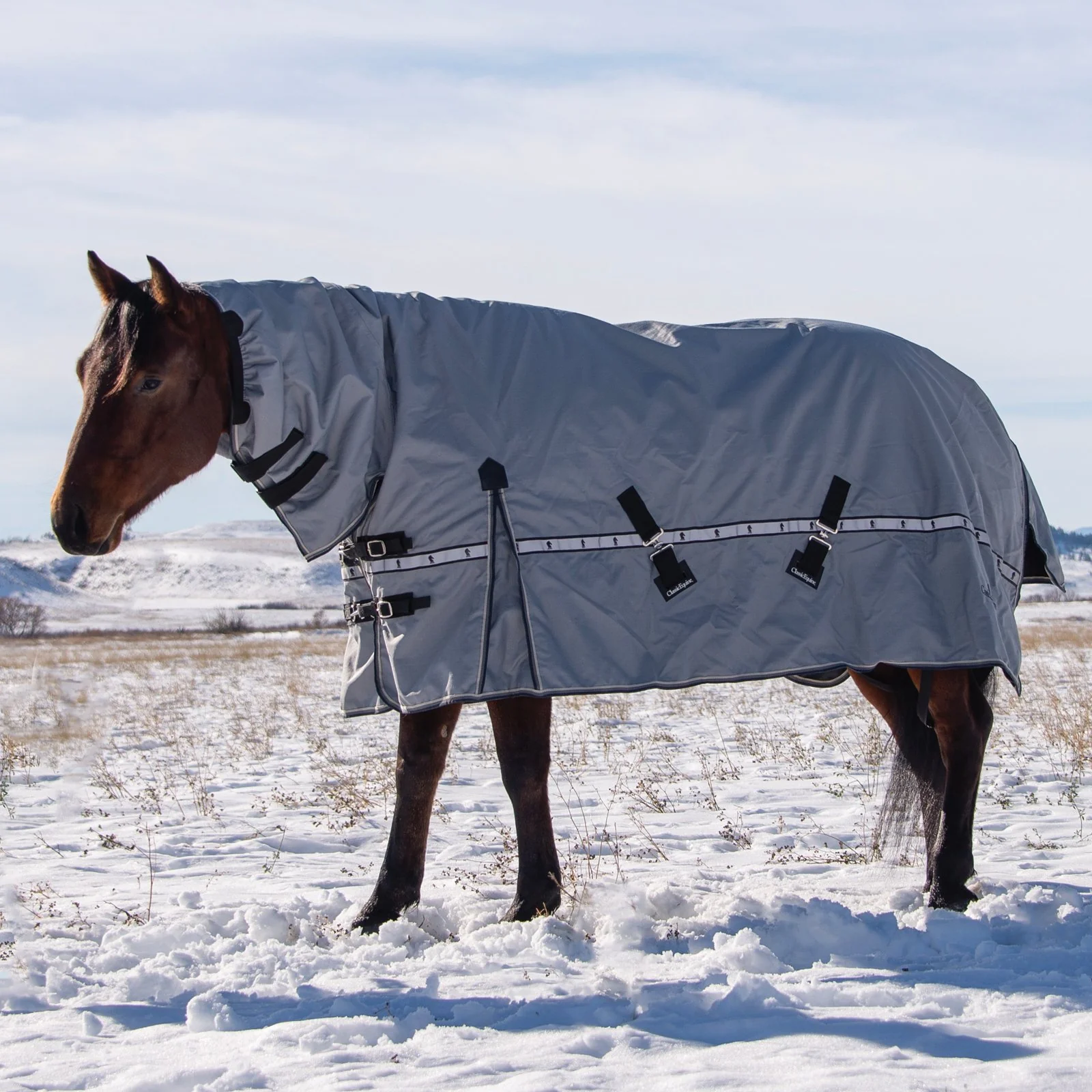 Classic Equine 10K Cross Trainer Hooded Winter Blanket - Storm Grey - Image 2