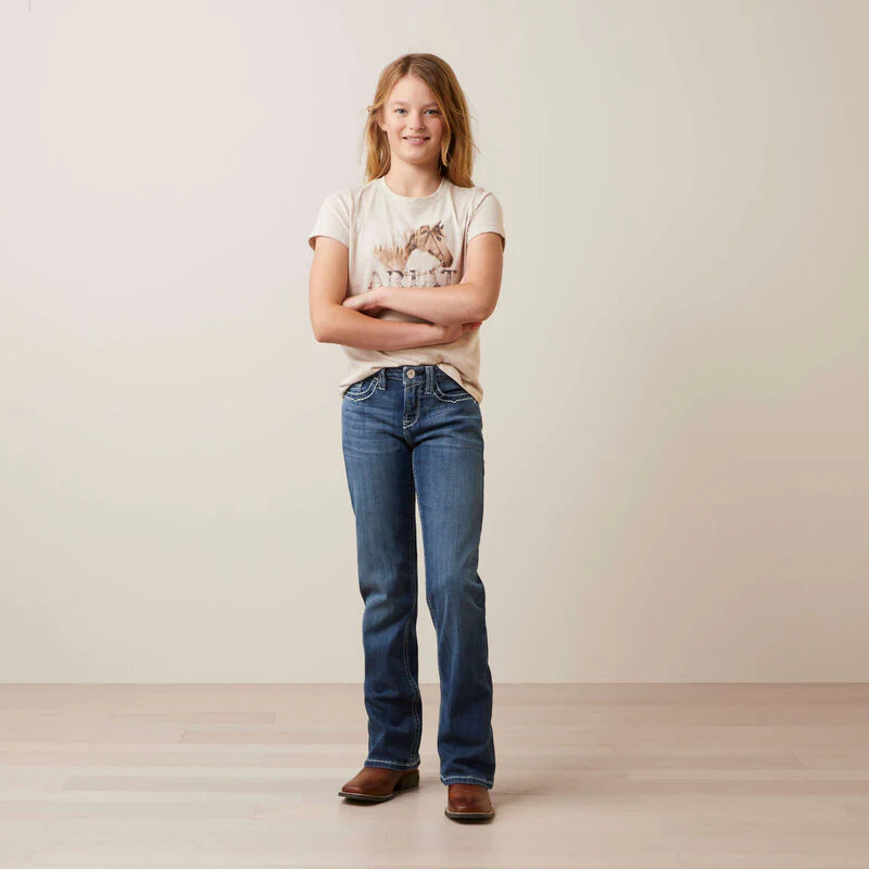 Ariat Girl's Caballo Tee - Oatmeal Heather - Image 3