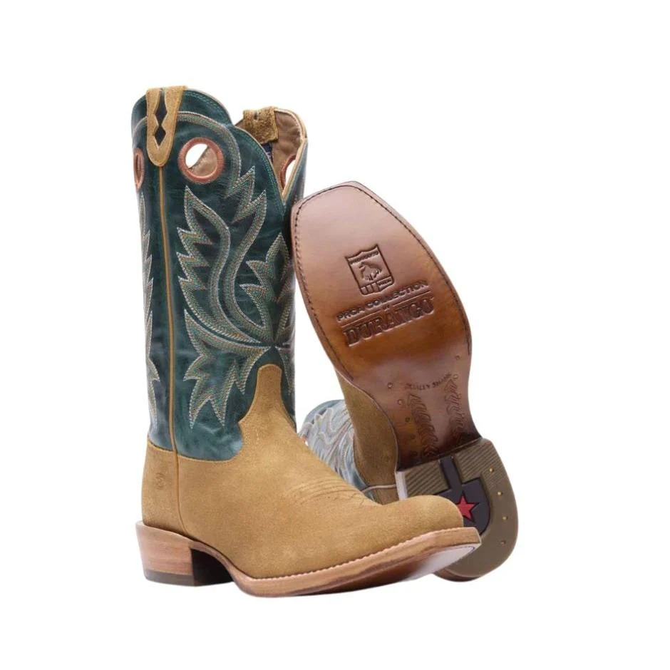 Durango Men's PRCA Collection Roughout Western Boots - Goldenrod/Deep Teal - Image 2