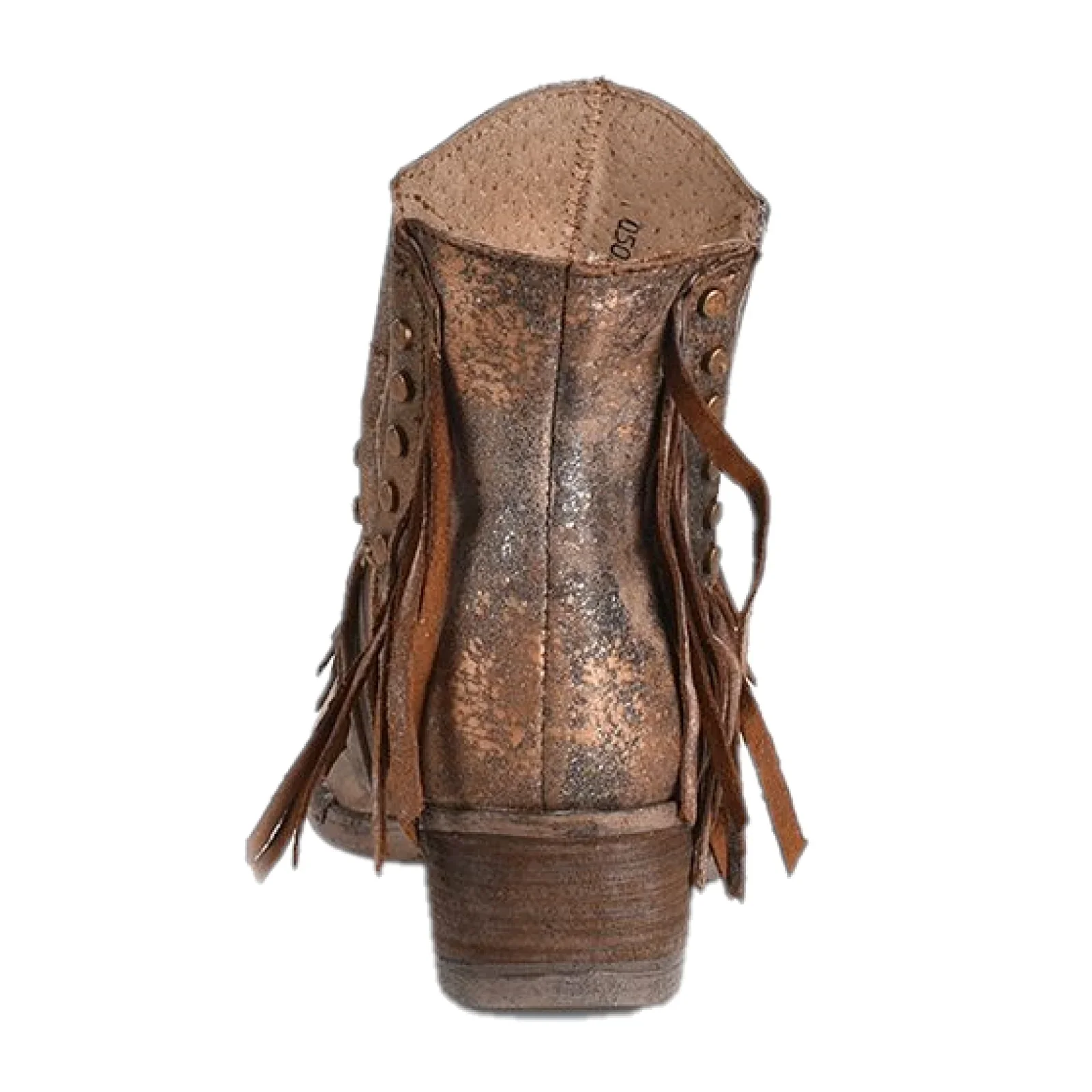 Corral Women's Studs & Fringes Round Toe Bootie - Brown - Image 2