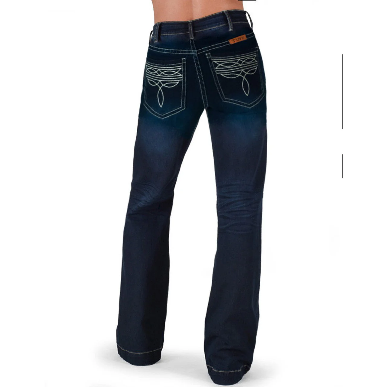 Cowgirl Tuff Boot Stitch Trouser Jeans - Dark Wash - Image 2