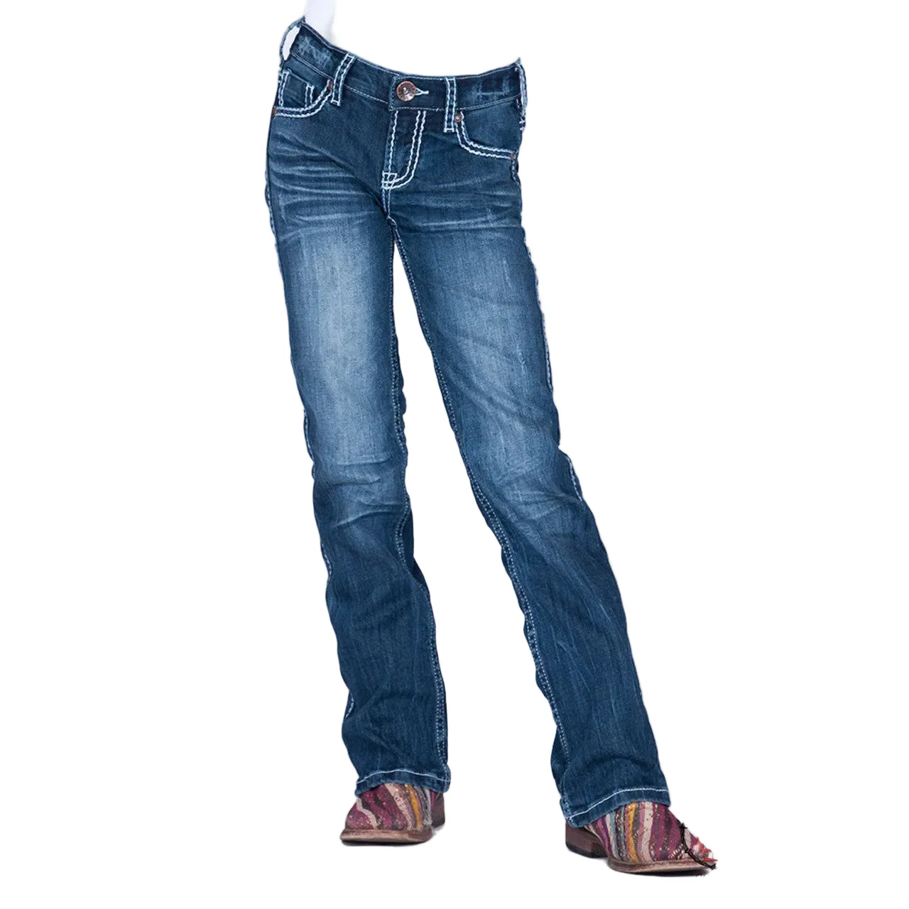 Cowgirl Tuff Girl's Edgy Jeans - Medium Wash