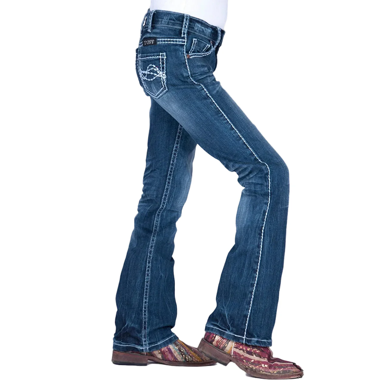Cowgirl Tuff Girl's Edgy Jeans - Medium Wash - Image 3
