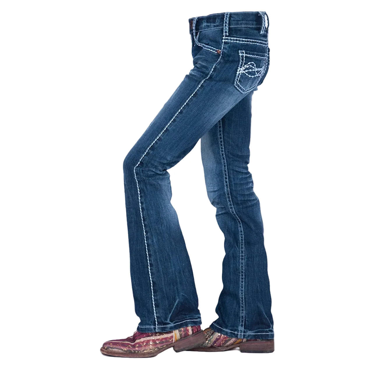 Cowgirl Tuff Girl's Edgy Jeans - Medium Wash - Image 4
