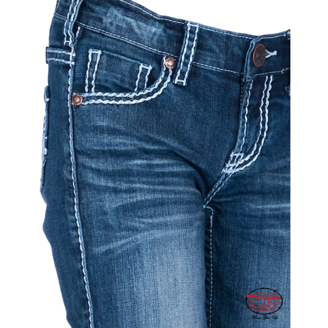Cowgirl Tuff Girl's Edgy Jeans - Medium Wash - Image 6