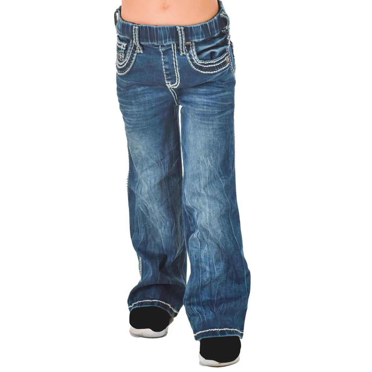 Cowgirl Tuff Girl's Pull On Hurricane Bootcut Jean - Medium Wash - Image 2