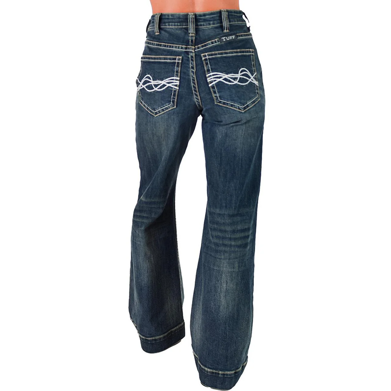 Cowgirl Tuff Women's DFMI Wide Leg Trouser Jeans- Medium Wash - Image 2