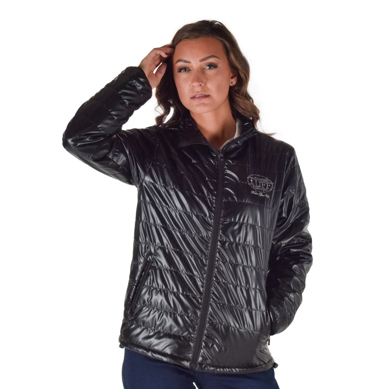 Cowgirl Tuff Women's Jacket w/Embroidered Logo - Black - Image 3