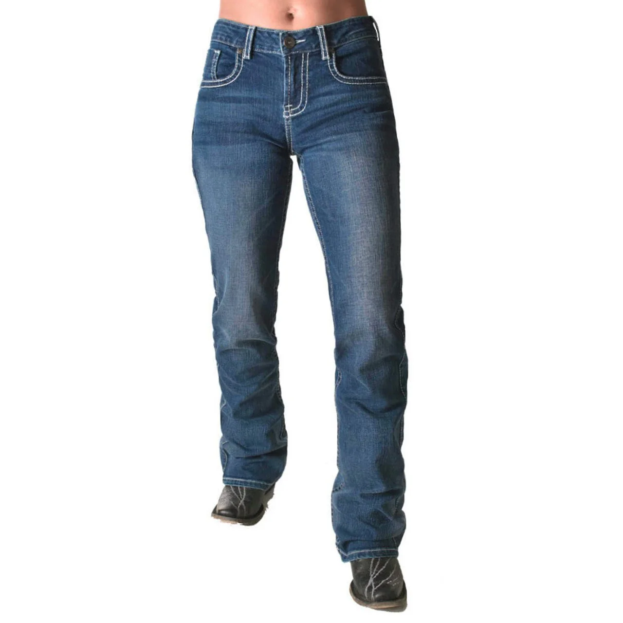 Cowgirl Tuff Women's Never Give Up Bootcut Jean - Light Wash - Image 4