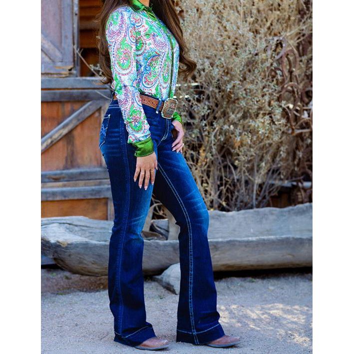 Cowgirl Tuff Women's Tuff Cowgirl Classic Trouser- Dark Wash - Image 3