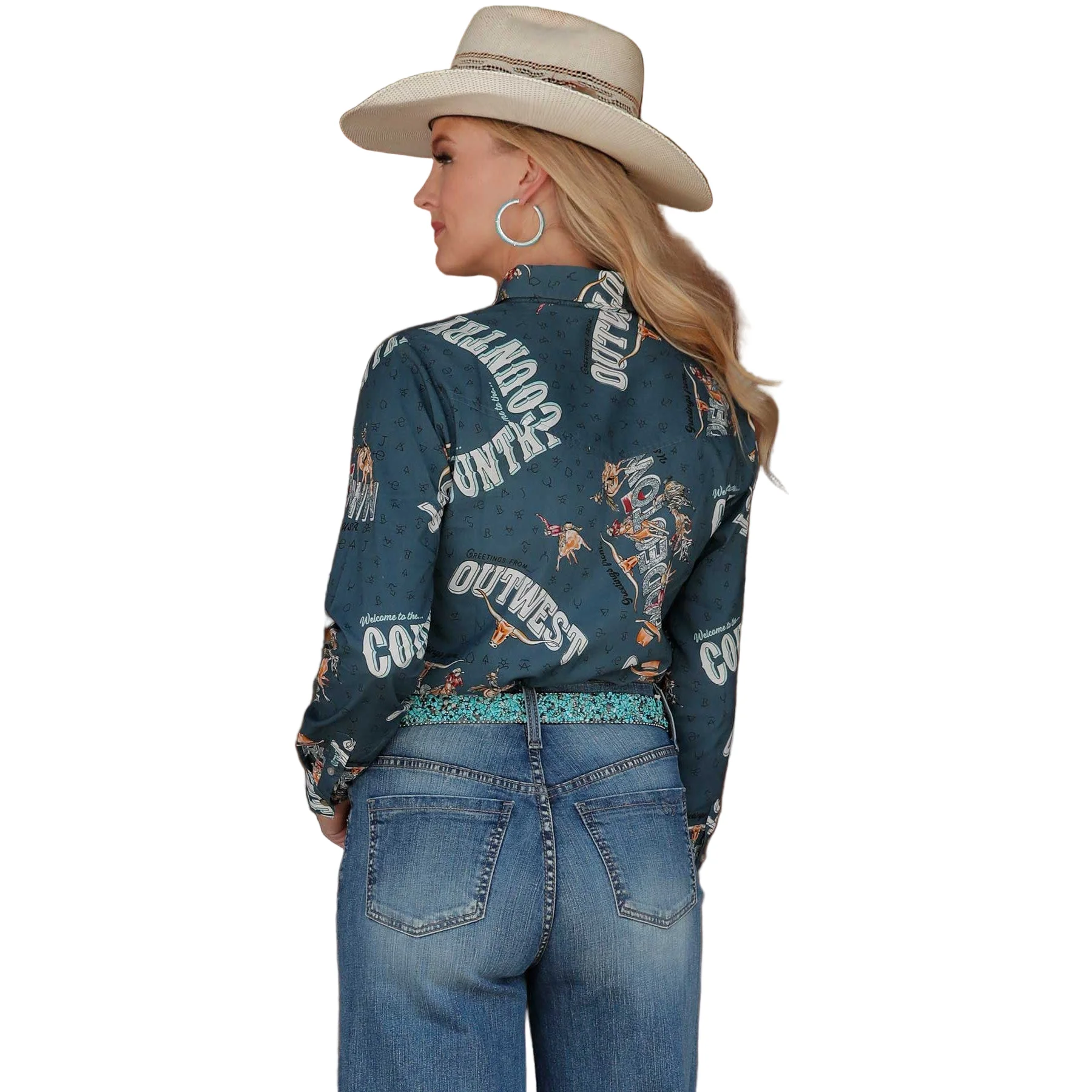 Cruel Denim Women's Long Sleeve Shirt - Blue Print - Image 2