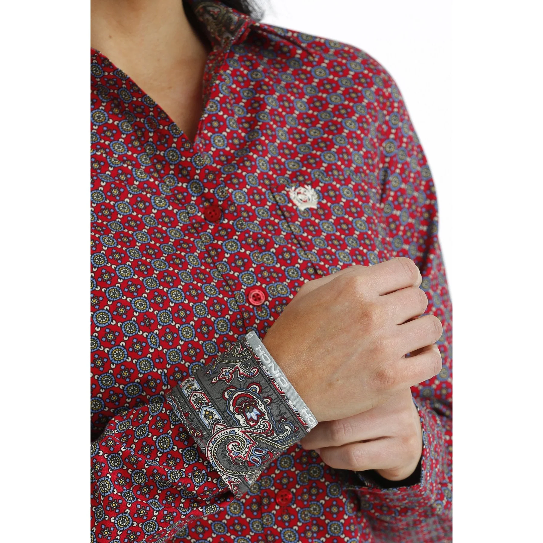Cinch Women's Long Sleeve Button Down Western Shirt - Red - Image 2