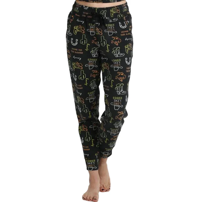 Cruel Women's Western Bronc Print Jogger - Black