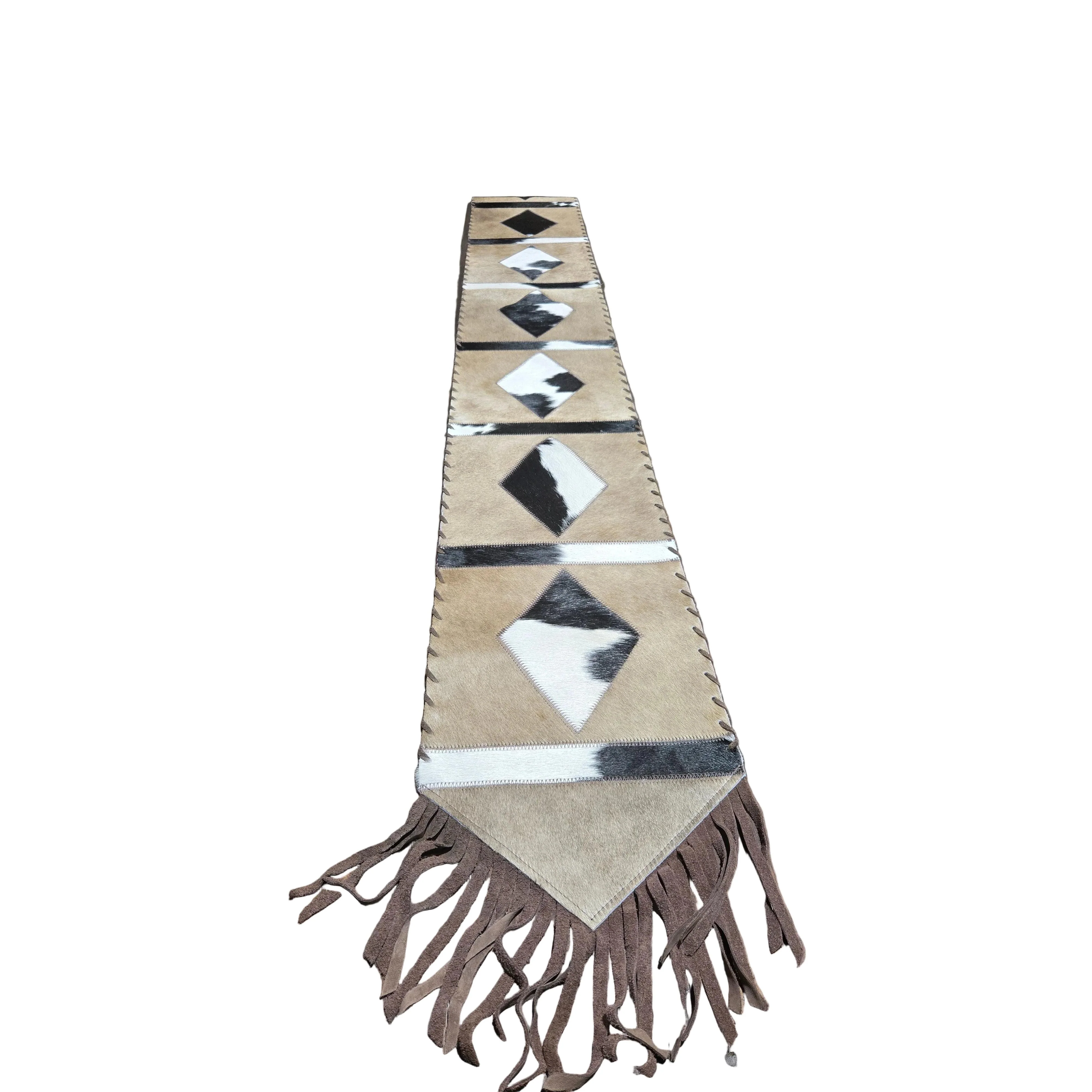 D2W Trading Table Runner Model 1 -  Diamonds w Fringes 8'