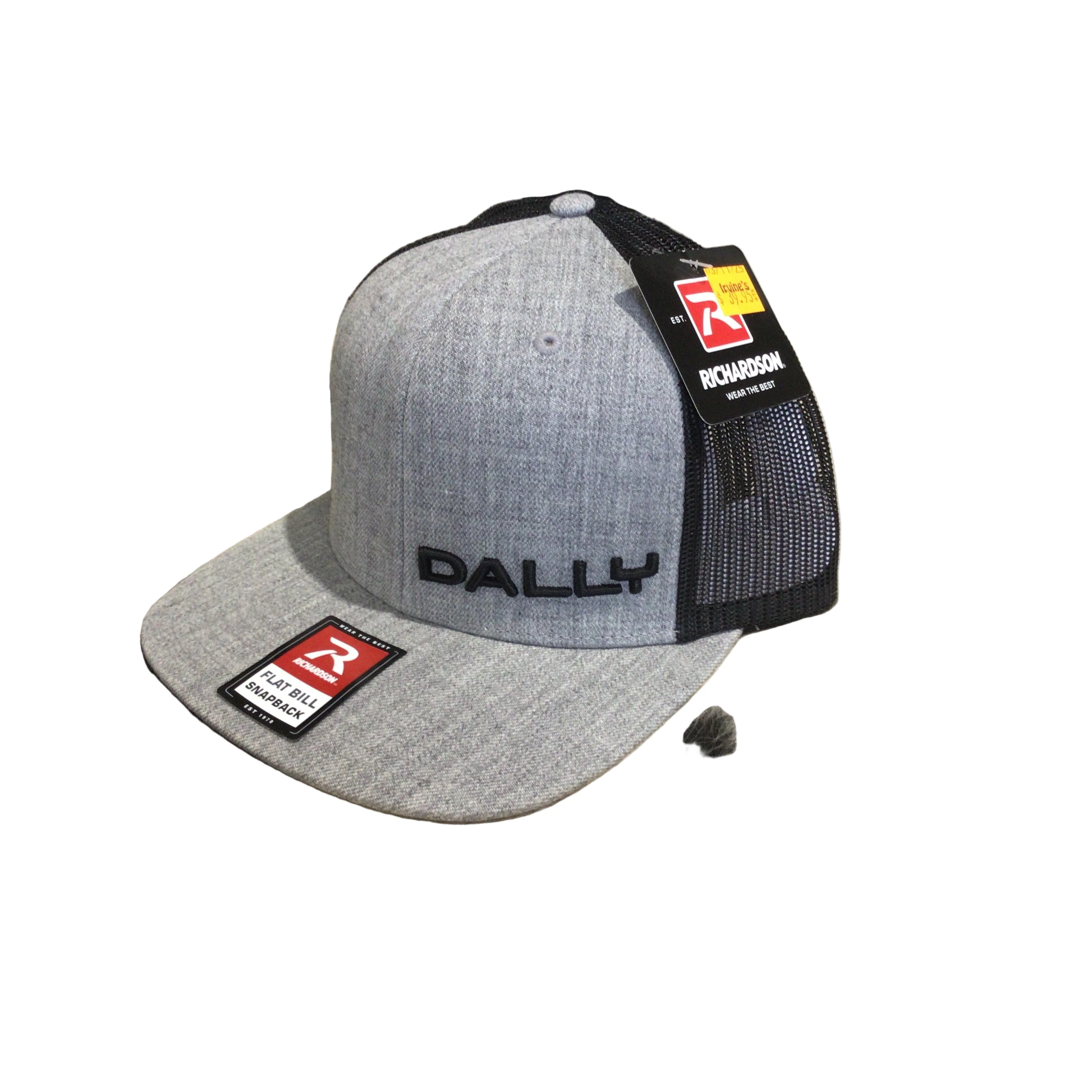 Dally Up Caps Embroidered Flat Bill Text Dally-Heather Black