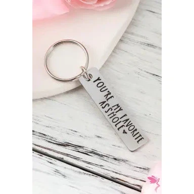Dear Lover - Silvery 'You're My Favorite Asshole' Slogan Lettering Titanium Steel Keychain