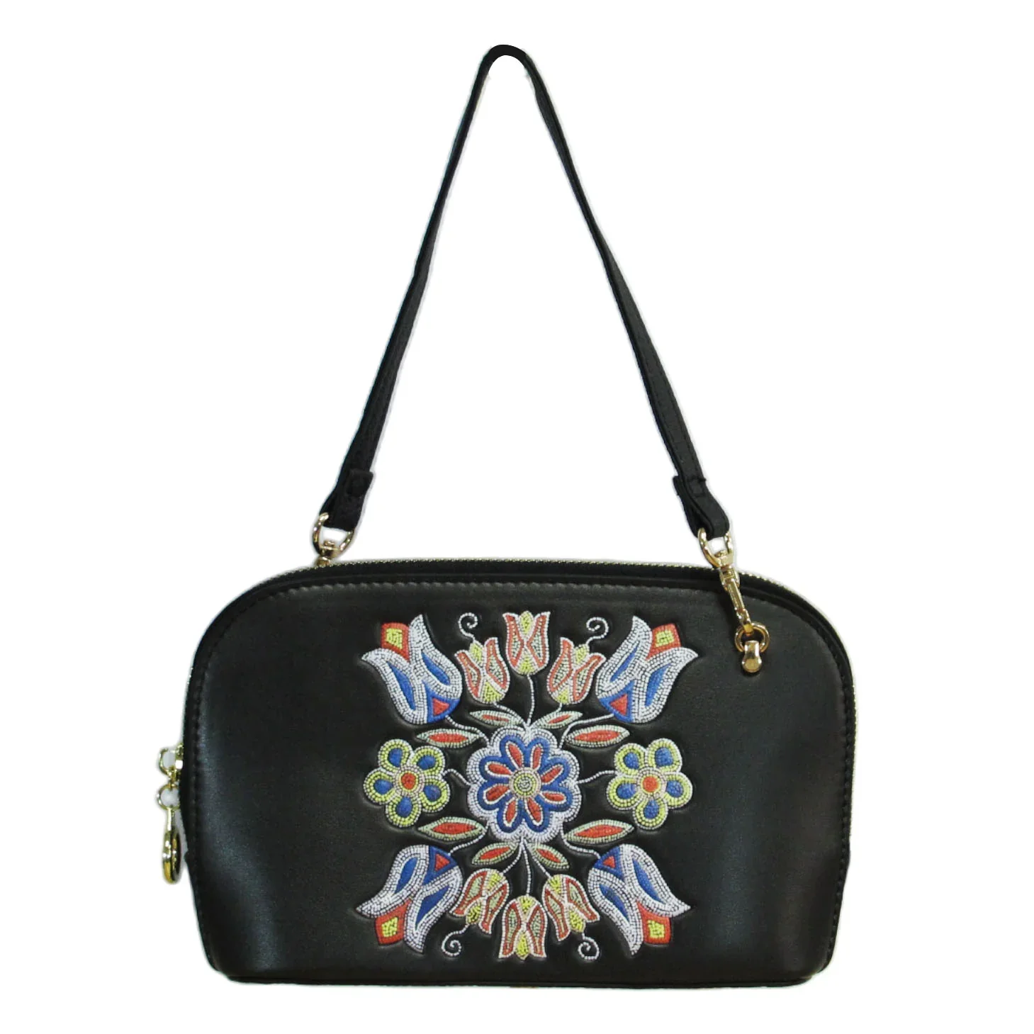 Deb Malcolm Silver Threads Convertible Crossbody Bag- Black