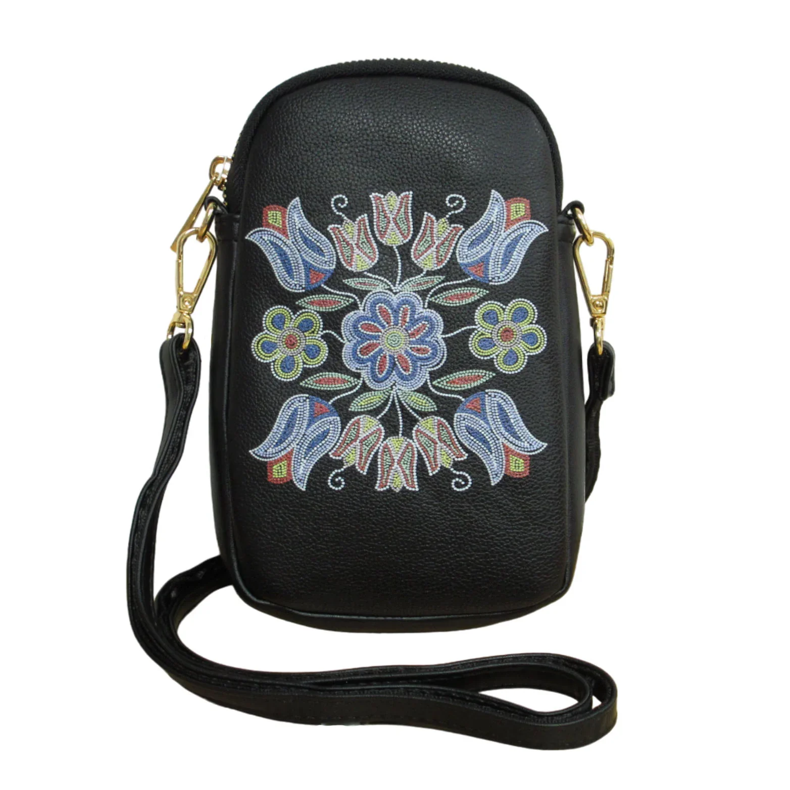 Deb Malcolm Silver Threads Phone Bag- Black