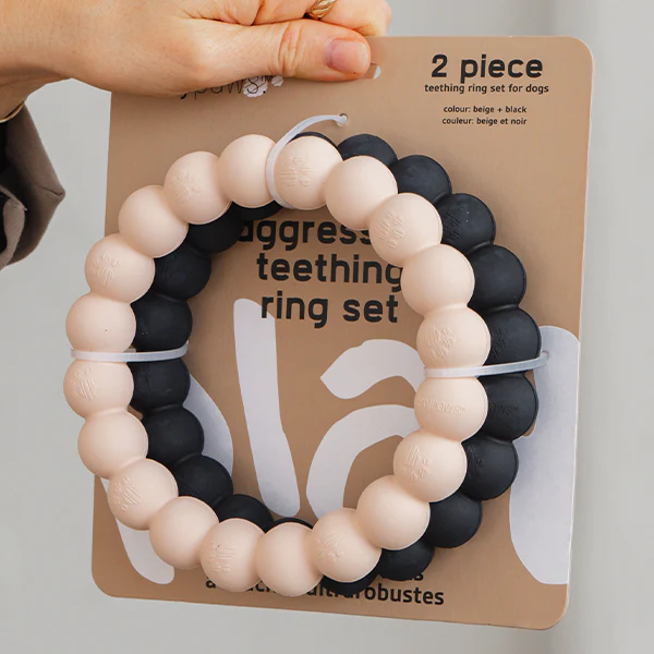 Dexypaws Dog Aggresive Chew Teething Ring-Nude & Black