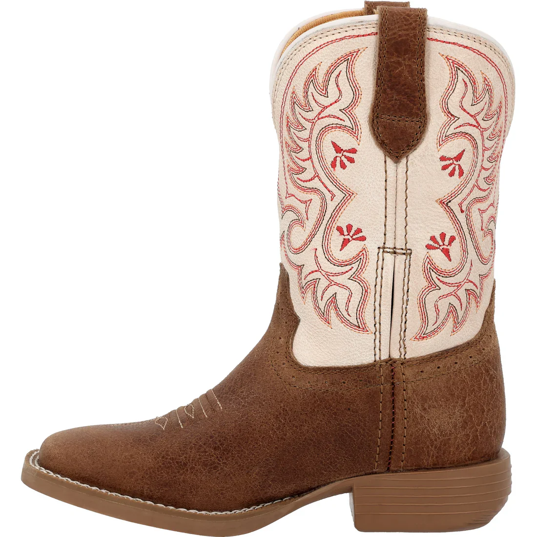 Durango Kids Shyloh 8" Square Toe Western Boot - Honey Tan/Metallic Peach - Image 2