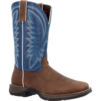 Durango Men's Brown 12" Western Saddle Brown and Denim Blue Boots