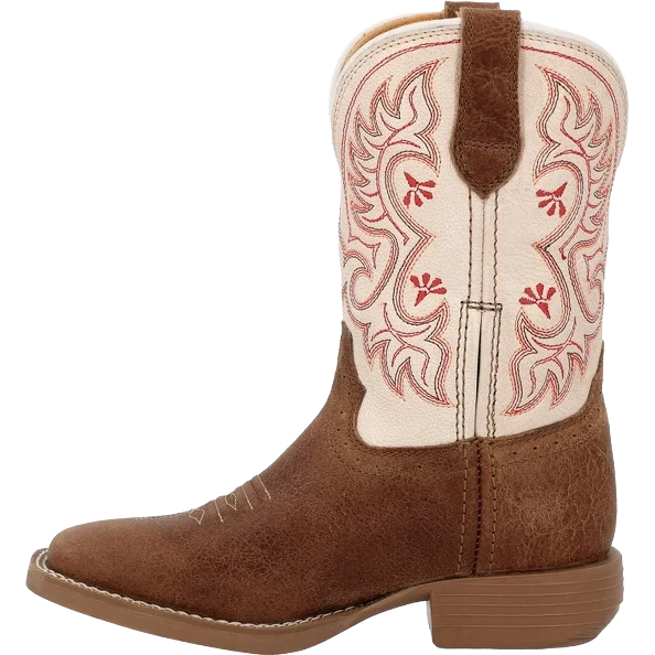 Durango Youth Shyloh 8" Square Toe Western Boot - Honey Tan/Metallic Peach - Image 2