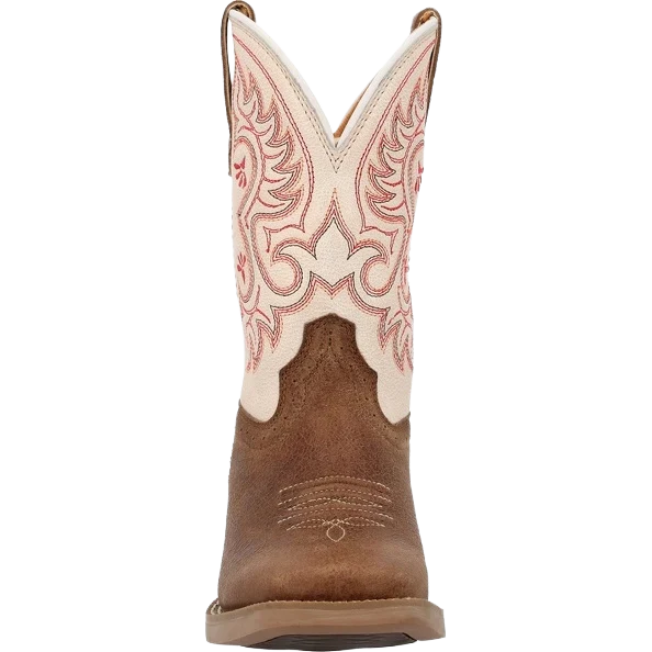 Durango Youth Shyloh 8" Square Toe Western Boot - Honey Tan/Metallic Peach - Image 3