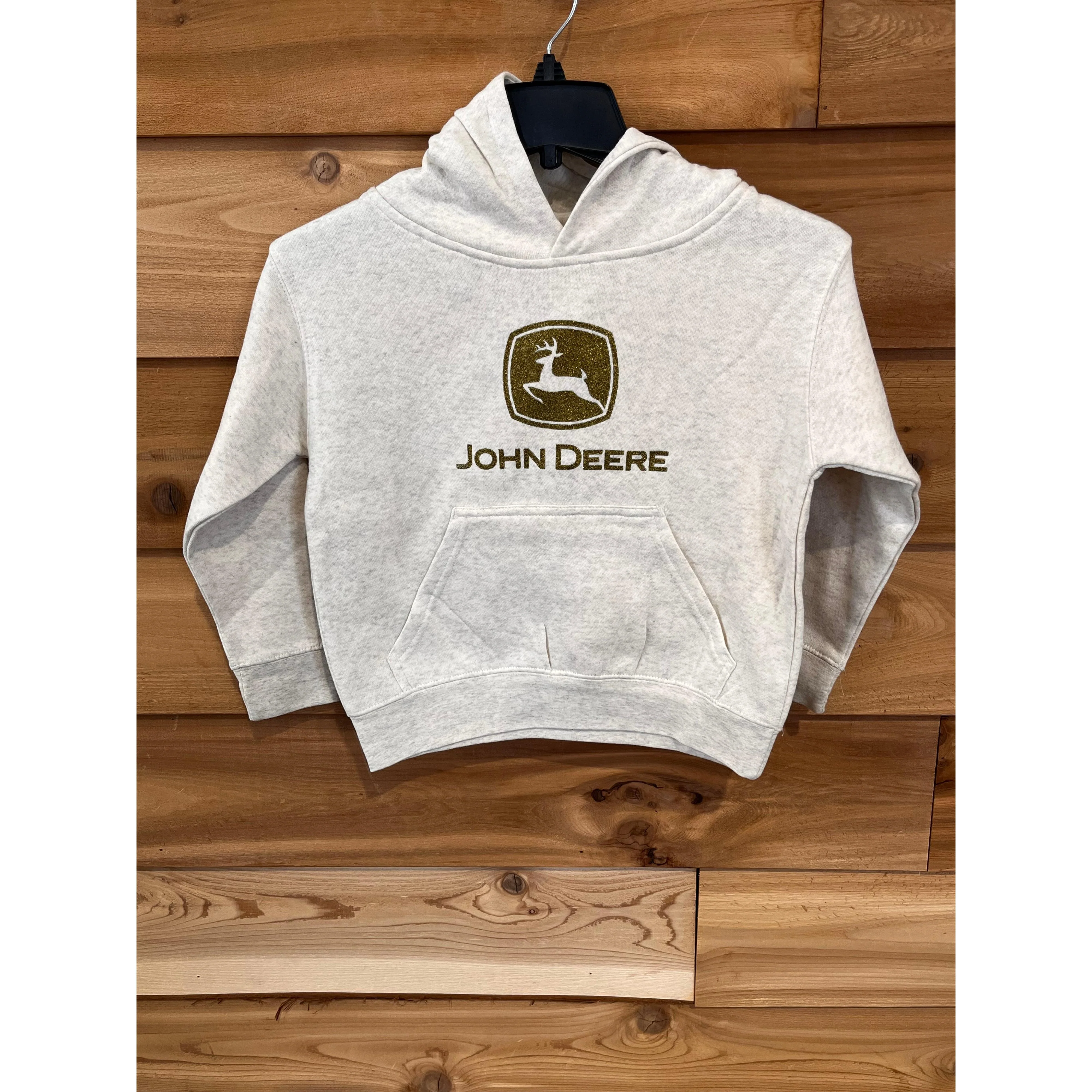 John Deere Youth Glitter Hoodie - Ivory