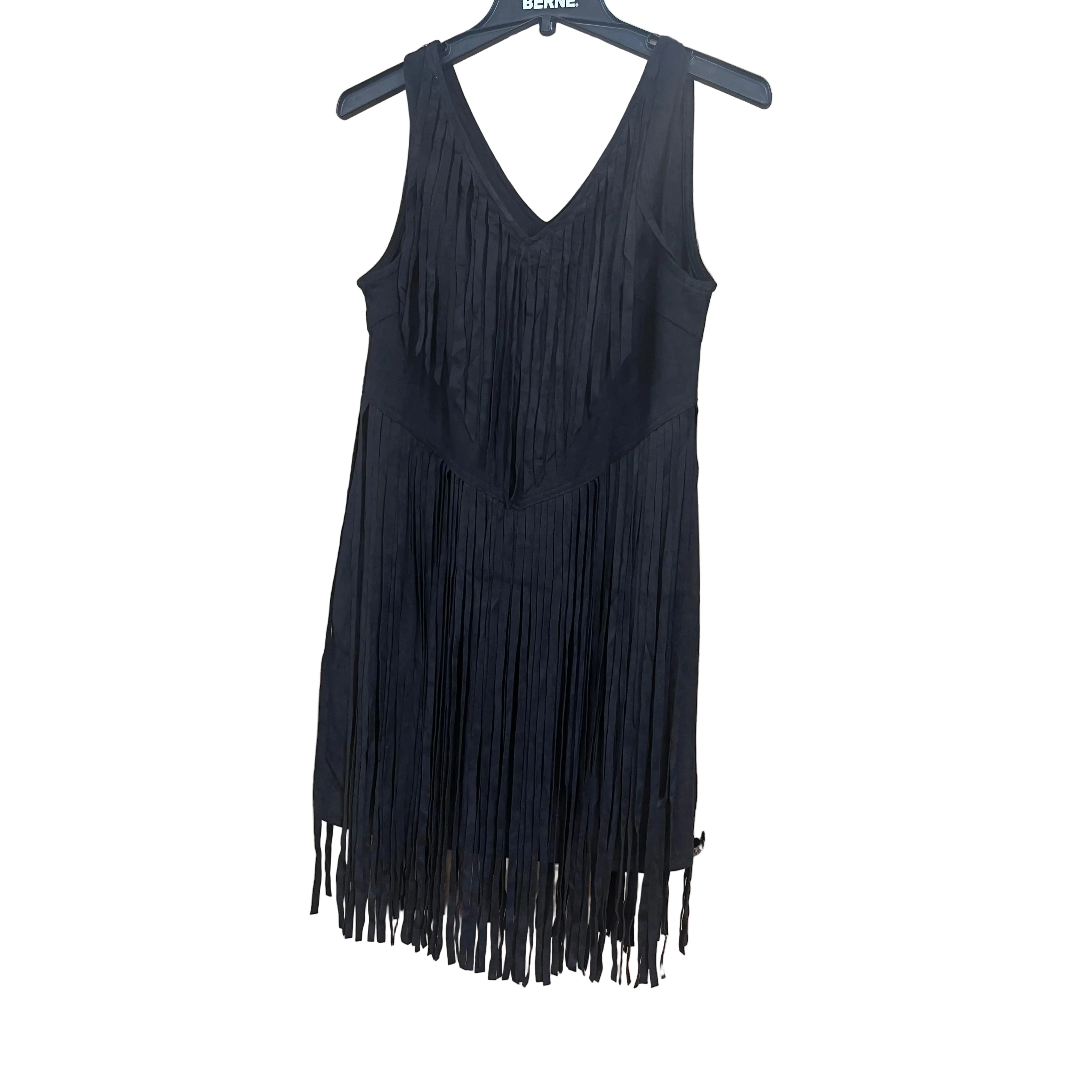 Fashion Express Women's Two Layered Fringe Dress - Black