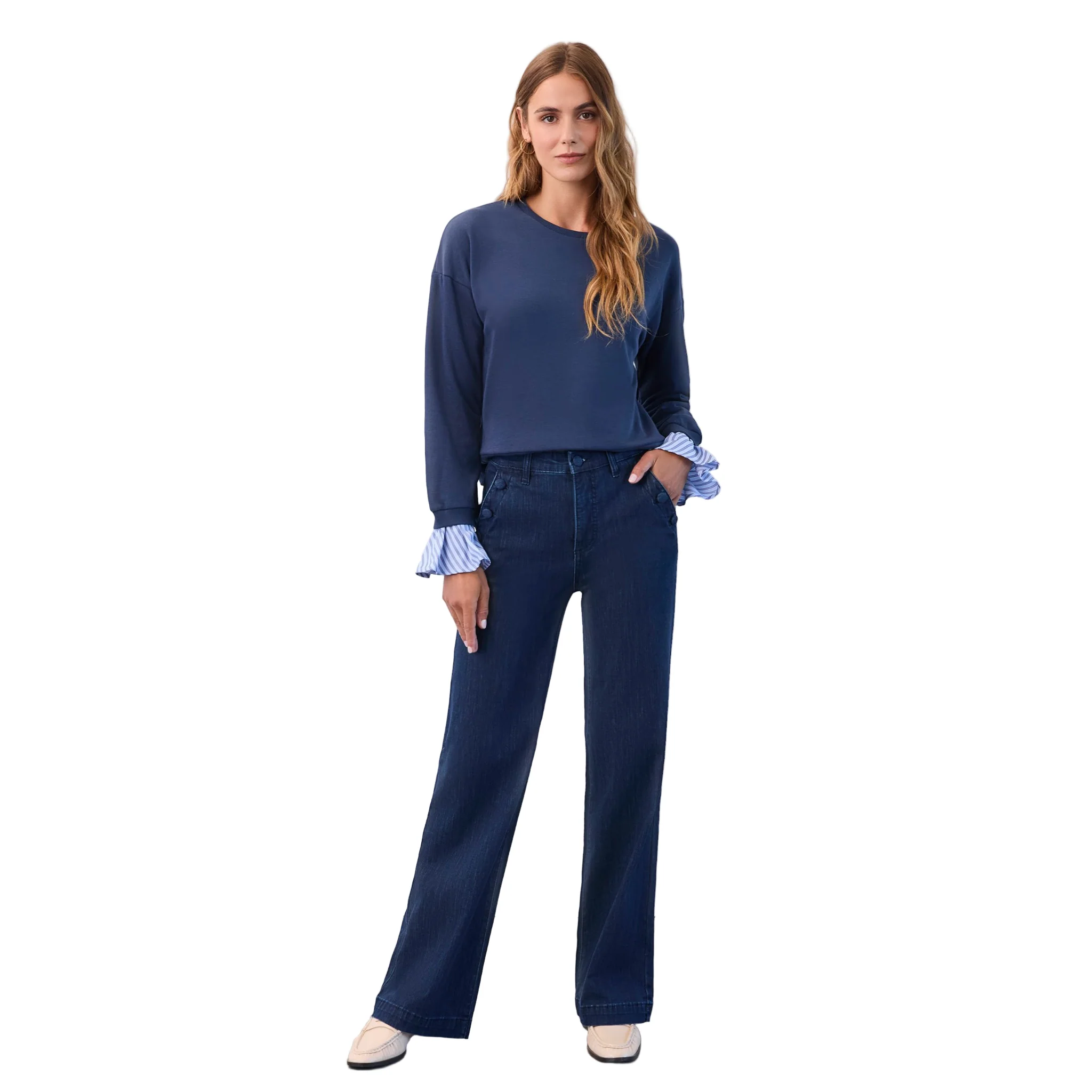 FDJ Women's Suzanne Wide Trouser Jean- Dark Blue - Image 4