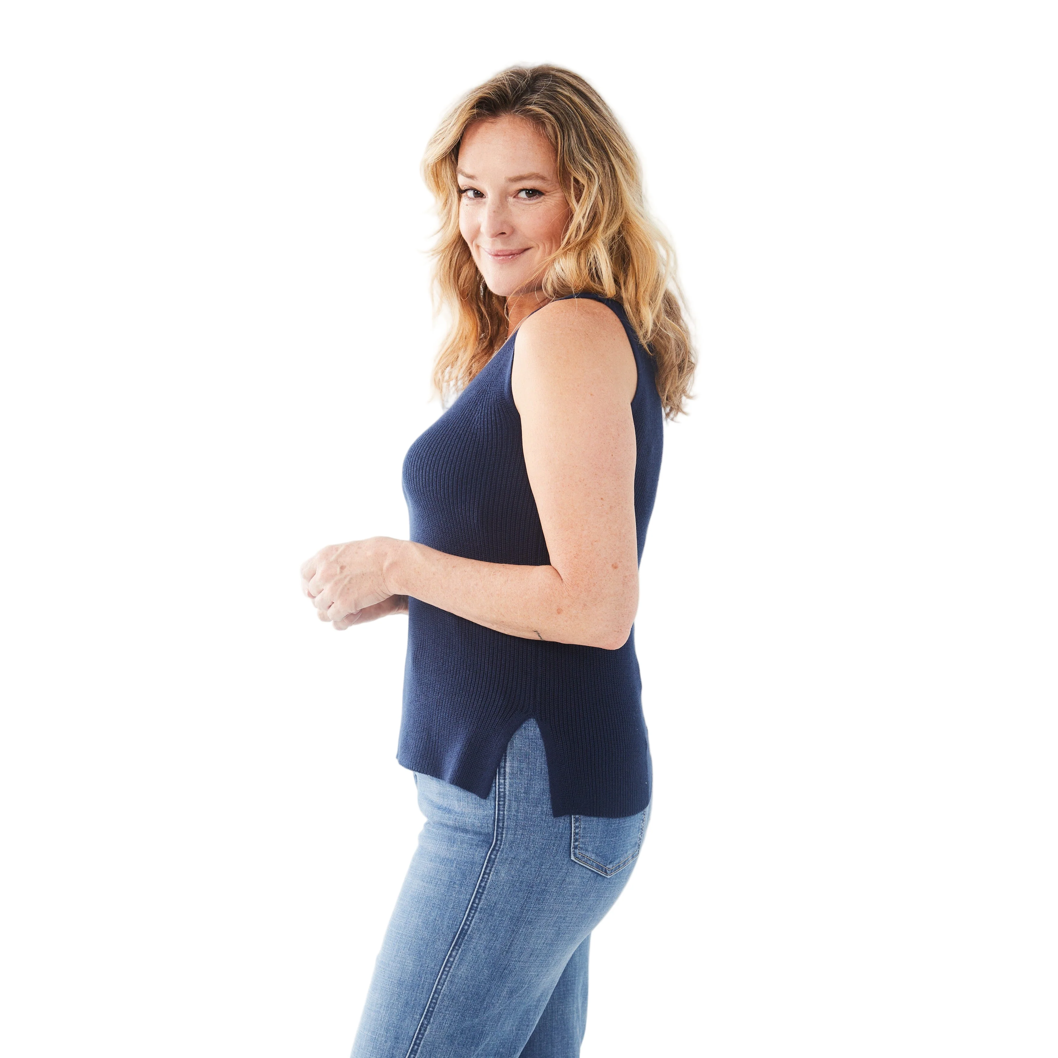 FDJ Women's Textured Tank Top - Navy - Image 2