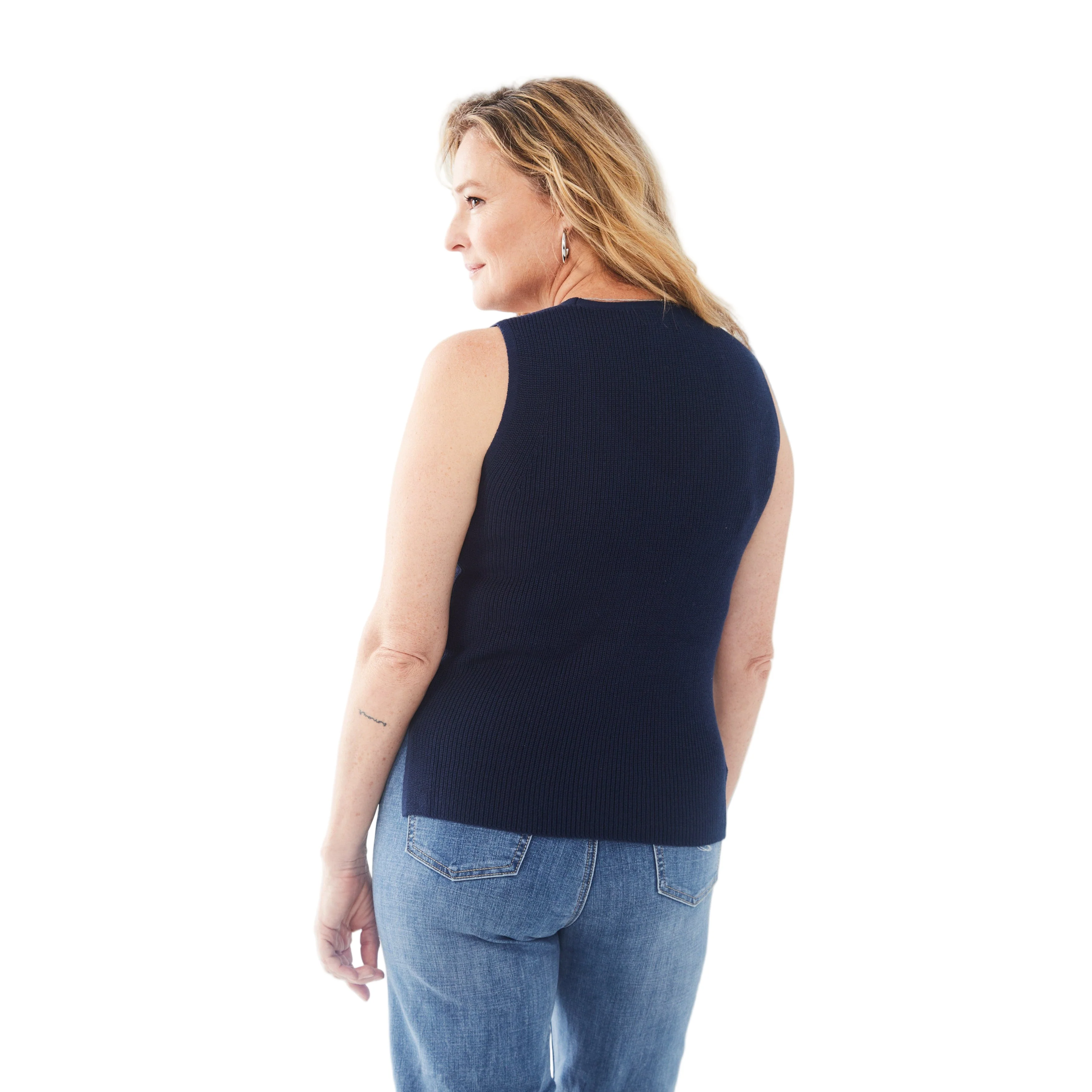 FDJ Women's Textured Tank Top - Navy - Image 3