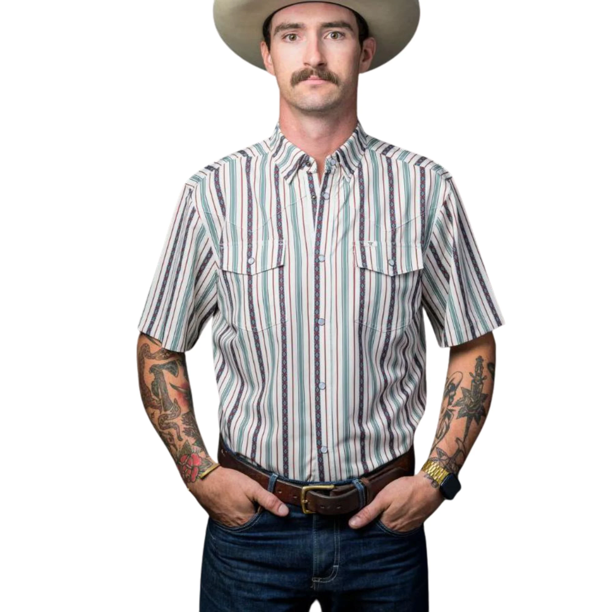 Ferrell Brand Men's Ed Short Sleeve Snap Shirt - Assorted Colours - Image 2