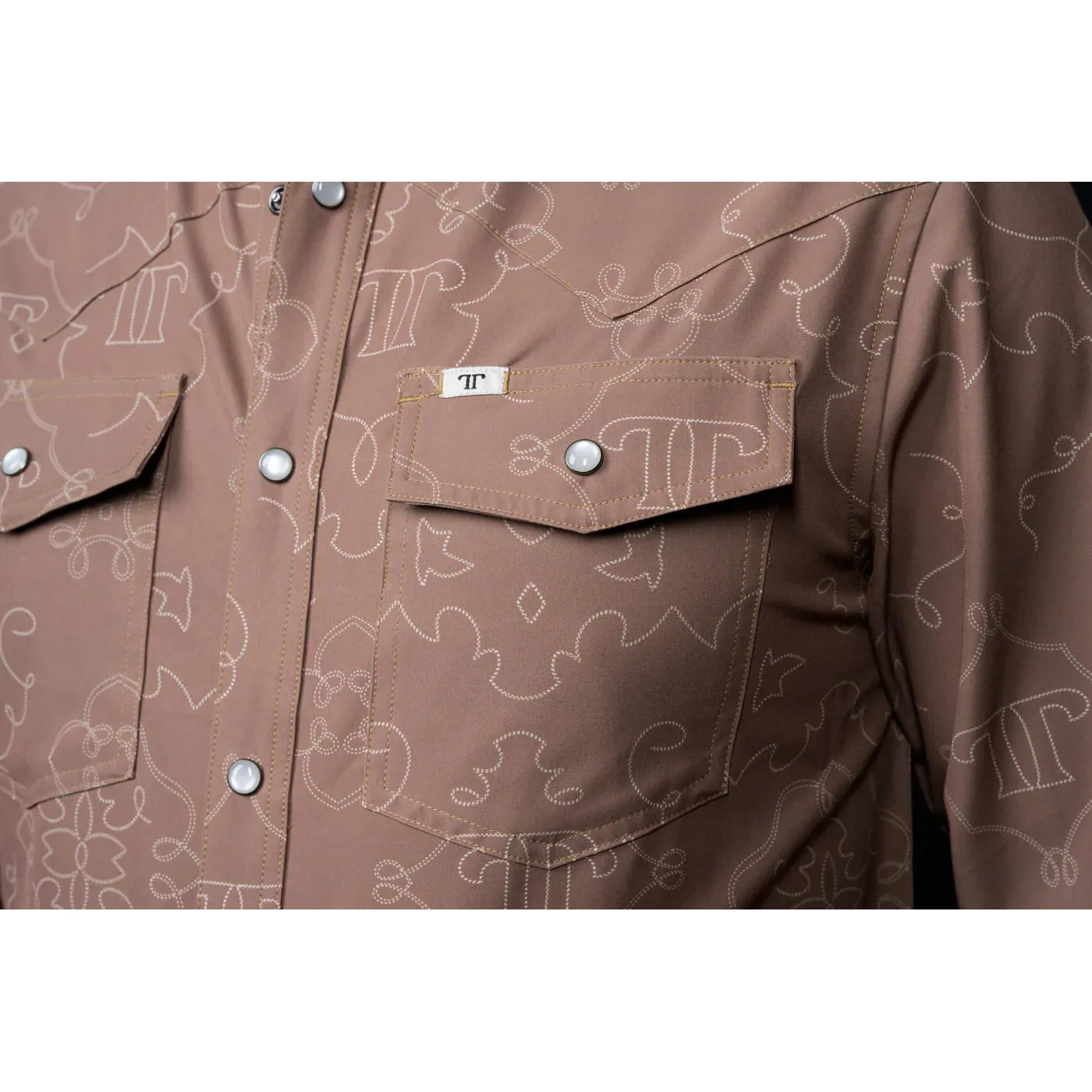 Ferrell Brand Men's The Carson Long Sleeve Snap Shirt - Brown - Image 3