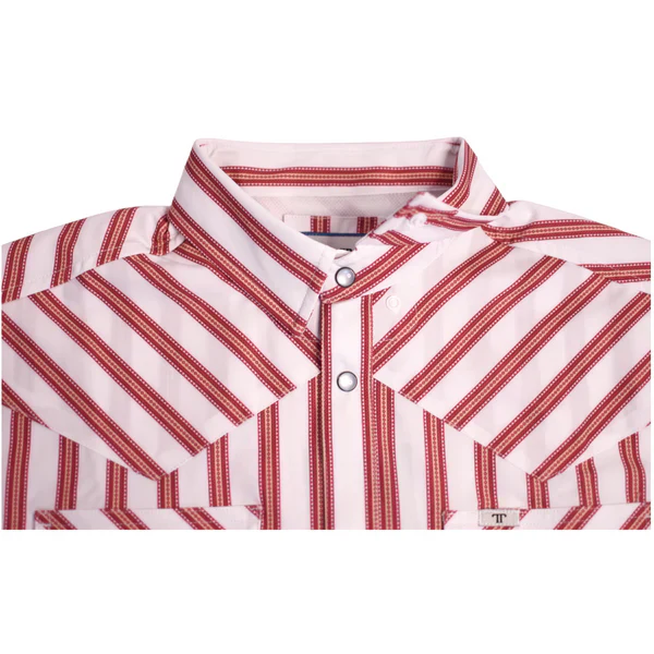 Ferrell Men's The Andrew Long Sleeve Snap Shirt - Red & White Stripe - Image 2