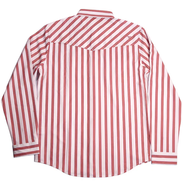 Ferrell Men's The Andrew Long Sleeve Snap Shirt - Red & White Stripe - Image 3