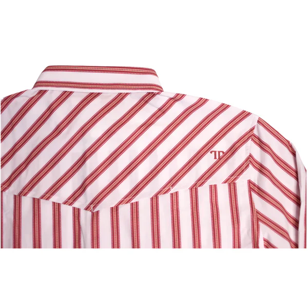 Ferrell Men's The Andrew Long Sleeve Snap Shirt - Red & White Stripe - Image 4