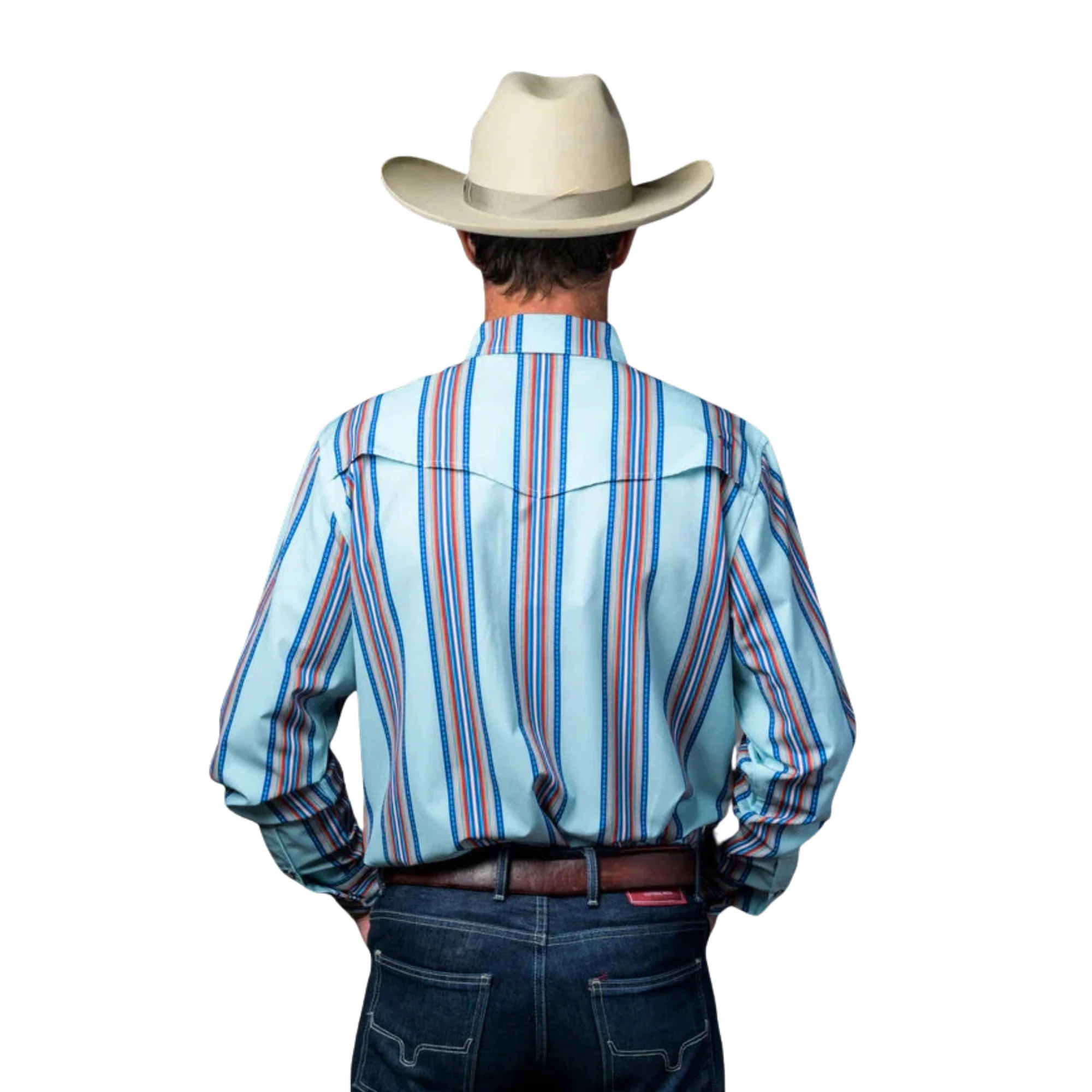 Ferrell Men's The Luke Long Sleeve Snap Shirt - Blue Stripe - Image 2