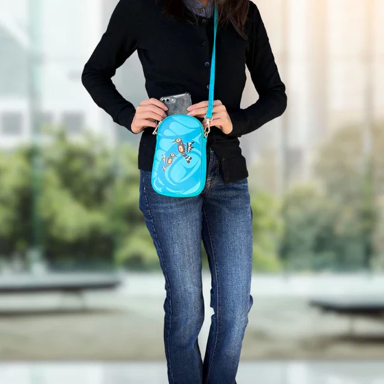 Francis Dick Hummingbird Phone Bag- Blue - Image 3
