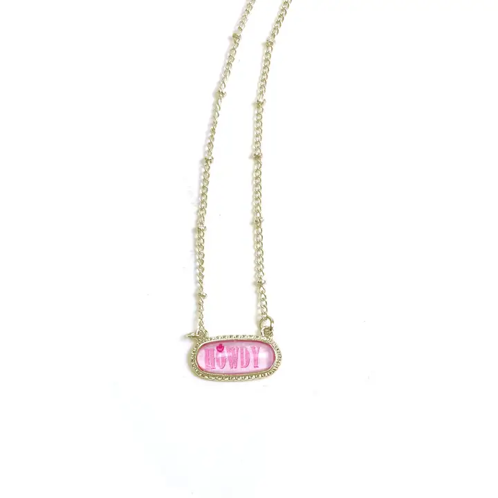 Front Porch Pink Howdy Necklace