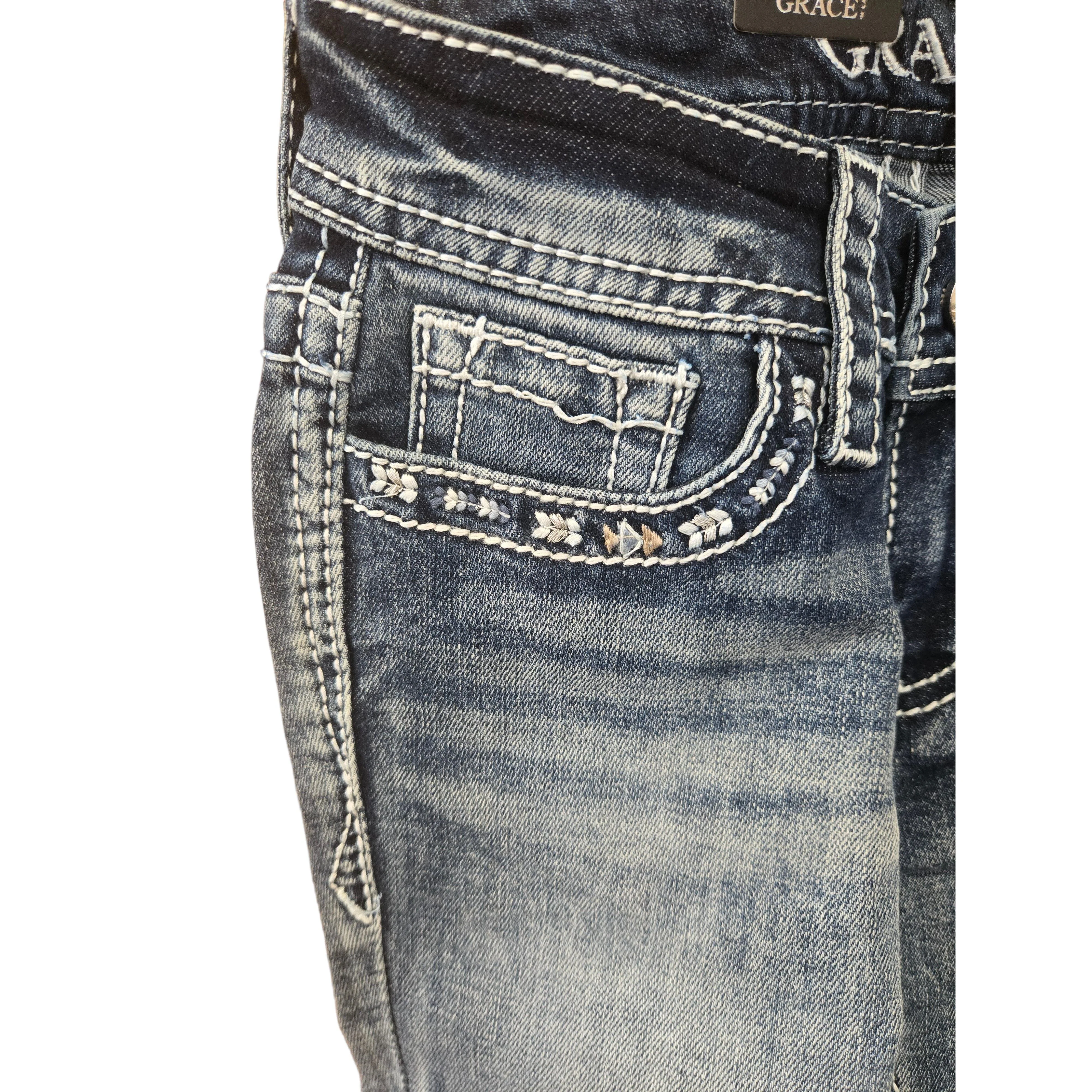Grace in LA Girl's Aztec Jeans - Blue - Image 3