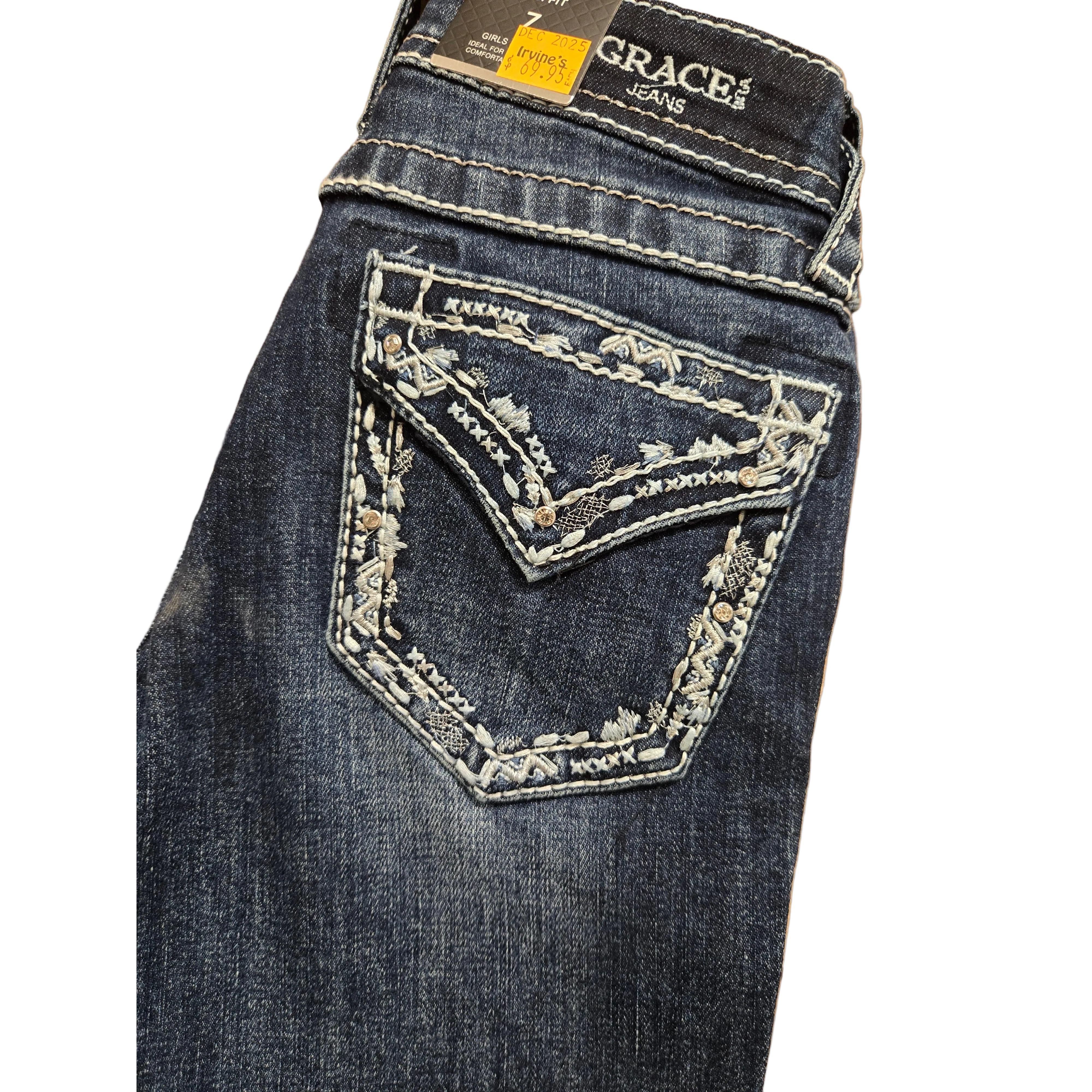 Grace in LA Girls Border Stitch Jeans - Image 3
