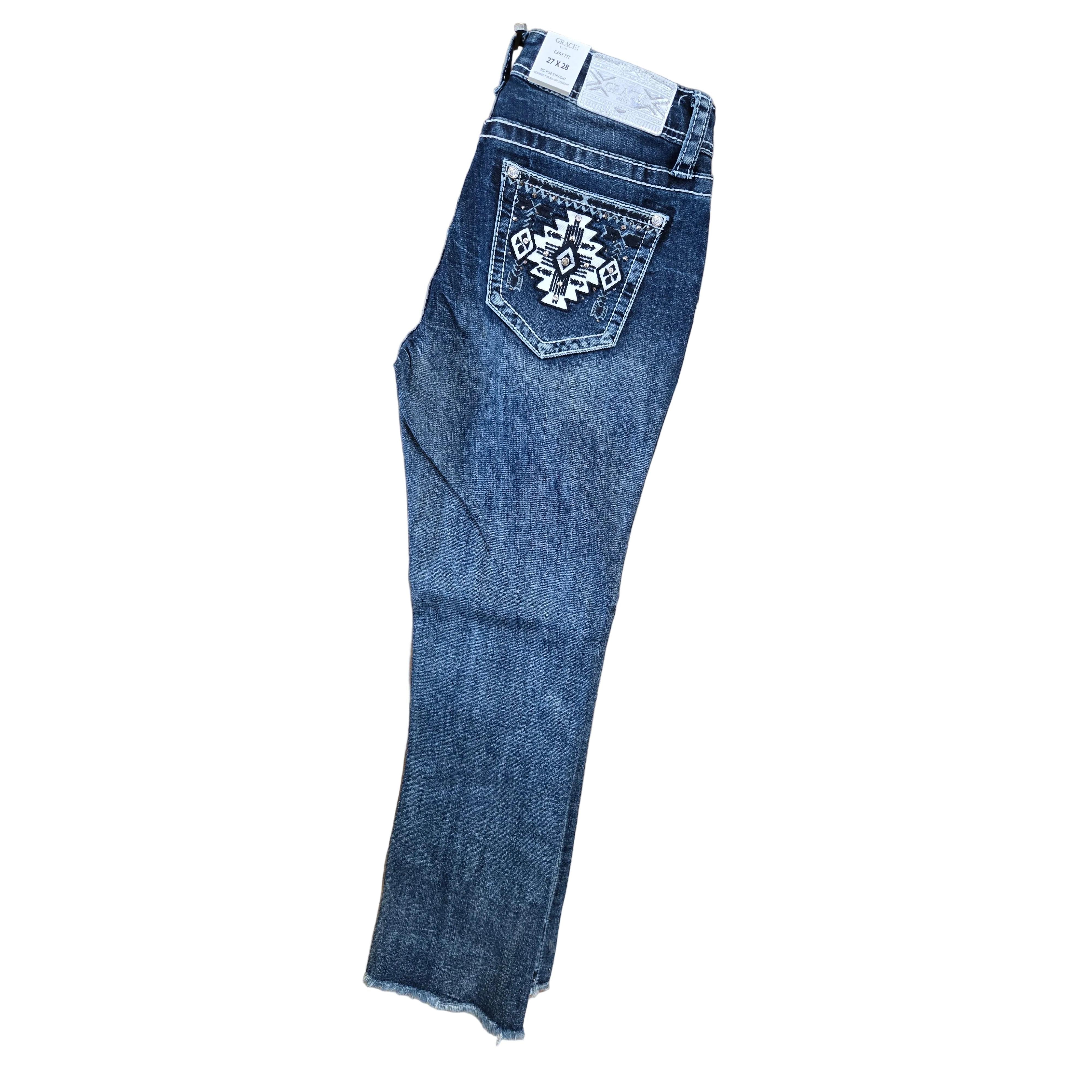 Grace in LA Women's Aztec BOHO Jeans